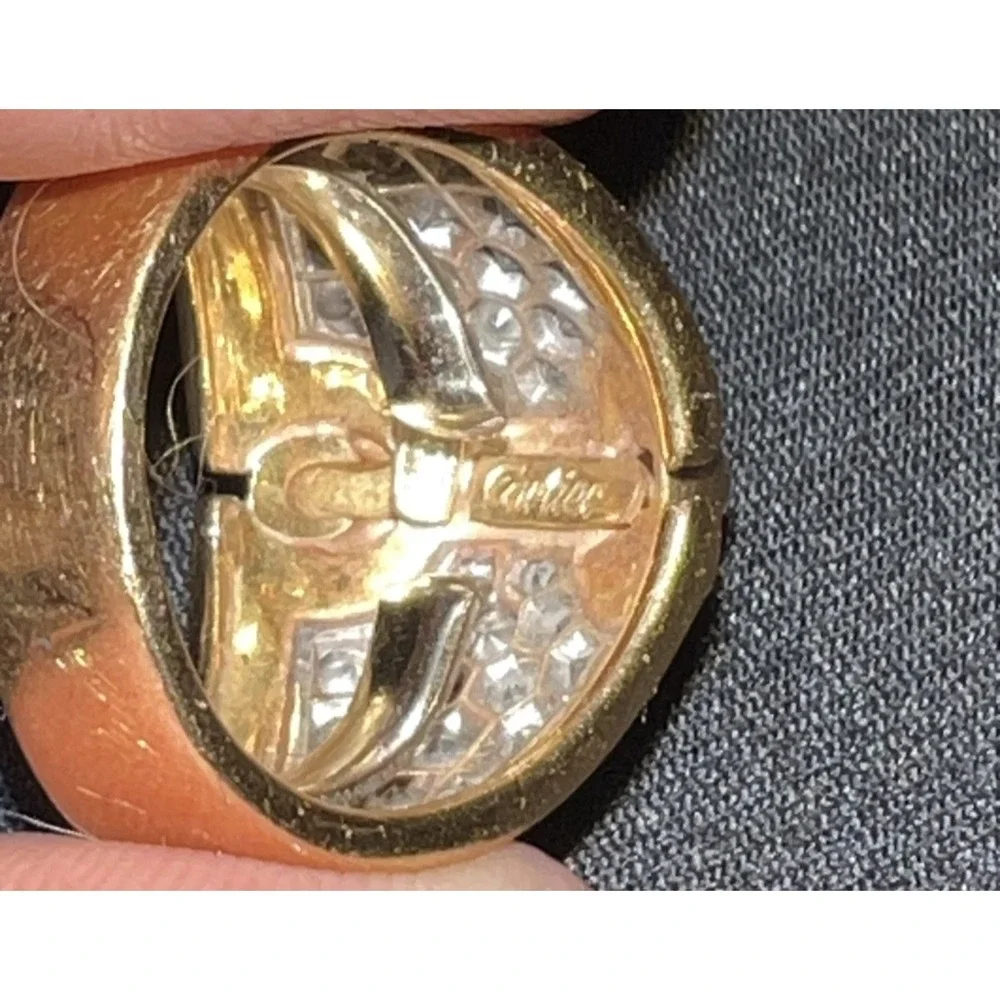 Vintage Cartier Dome Ring Sparkling Diamond Accent 18k Gold Cocktail Statement - Picture 13 of 13
